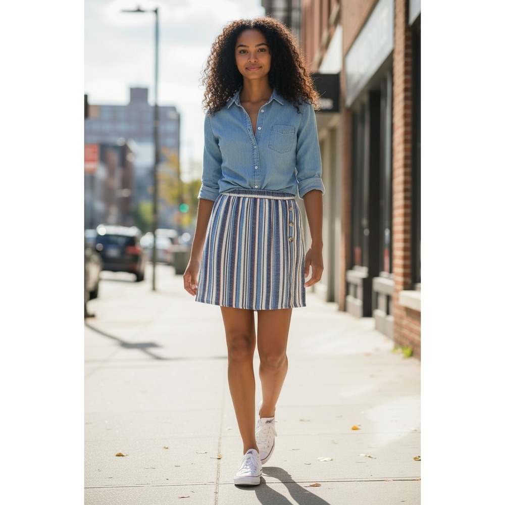 Ruby Rd. Linen Blend Skort Women's 10P Athleisure Shorts Summer Coastal Chic